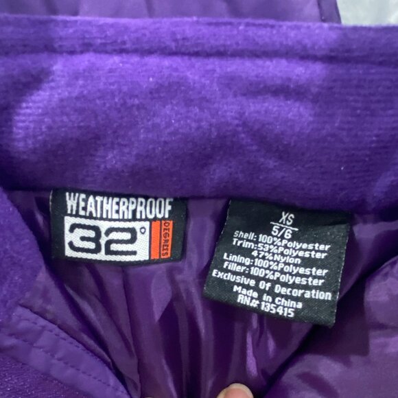 Weatherproof 32 degrees, kids winter ski/snow pants size XS 5/6 in purple NWT. - Picture 8 of 9